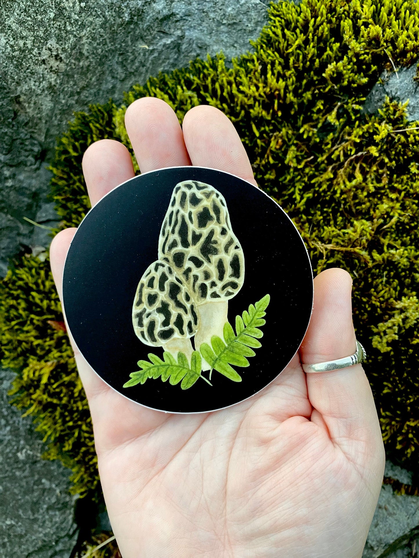 Morel Mushroom Round Vinyl Sticker