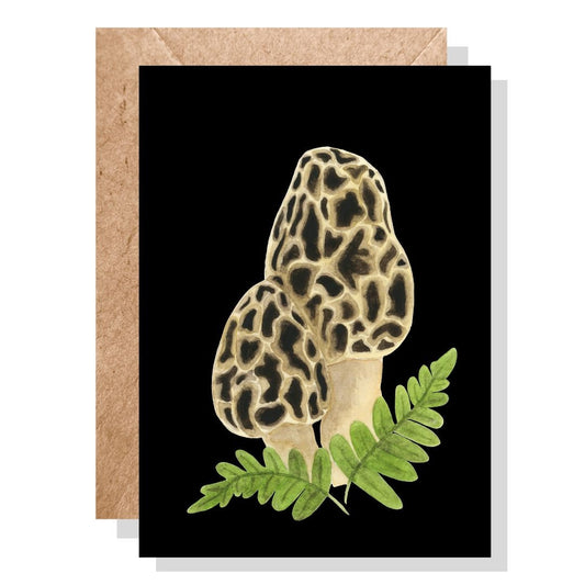 Morel Mushroom Greeting Card | Botanical Illustration Blank Notecard | Spring Mother's Day Celebration | PNW Nature Decor